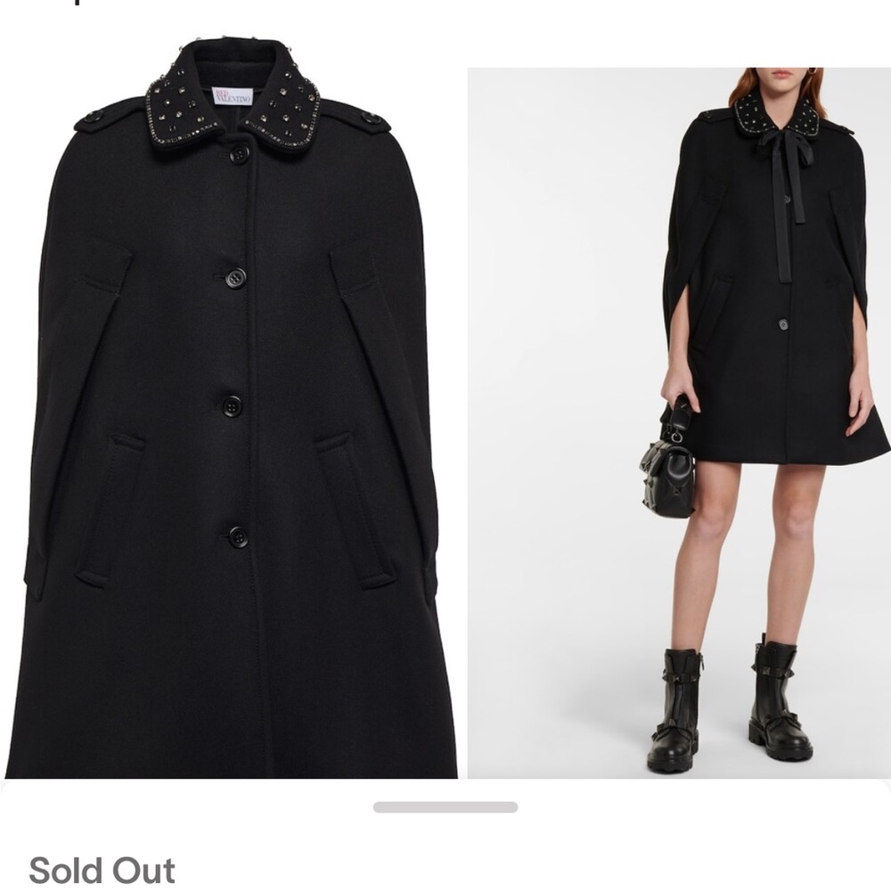 RED VALENTINO  BLACK EMBELLISHED CAPE- Brand New - SZE 40- Truly Stunning!!!